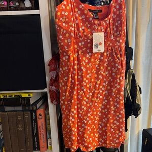 Forever 21 Vibrant Orange Ditsy Floral Dress